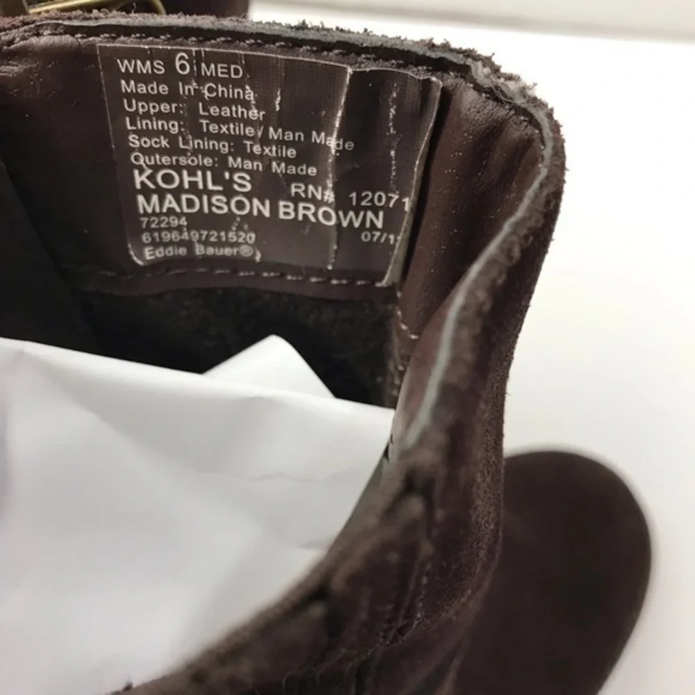 Eddie Bauer Harness Boot MADISON brown Women’s size 6 3” heel height